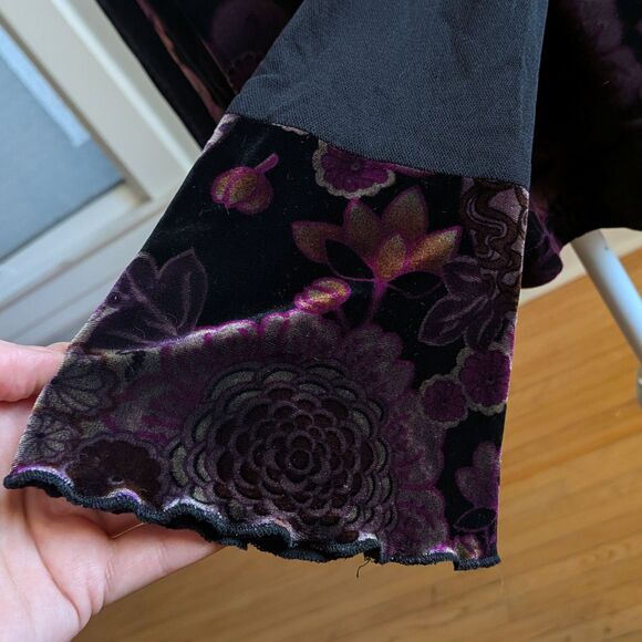 Vintage Y2K Worthington Floral Velvet Top Bell Sleeves Whimsygoth Fairycore XL - Picture 6 of 9
